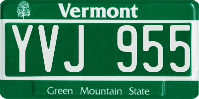 VT license plate YVJ955