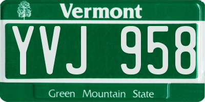 VT license plate YVJ958