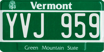 VT license plate YVJ959