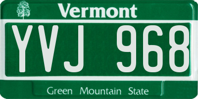 VT license plate YVJ968