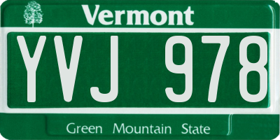 VT license plate YVJ978