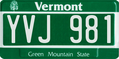 VT license plate YVJ981