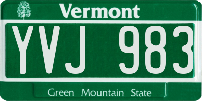 VT license plate YVJ983