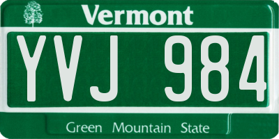 VT license plate YVJ984