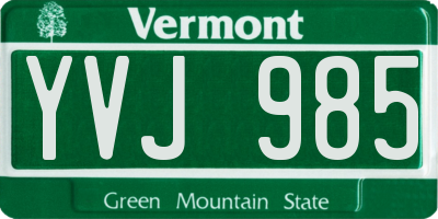 VT license plate YVJ985