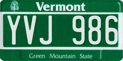 VT license plate YVJ986