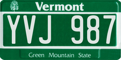 VT license plate YVJ987