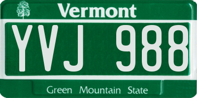 VT license plate YVJ988