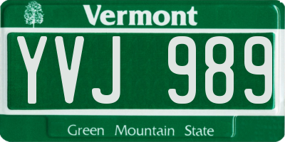 VT license plate YVJ989