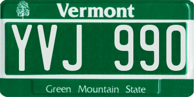 VT license plate YVJ990