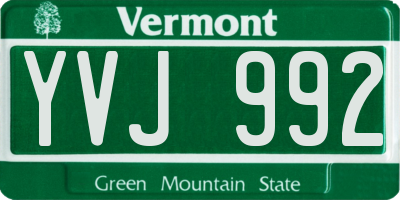 VT license plate YVJ992