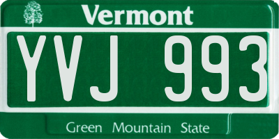 VT license plate YVJ993