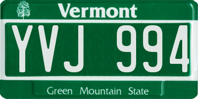 VT license plate YVJ994