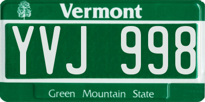VT license plate YVJ998