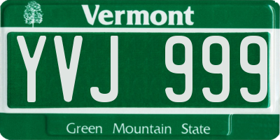 VT license plate YVJ999