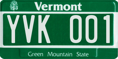 VT license plate YVK001