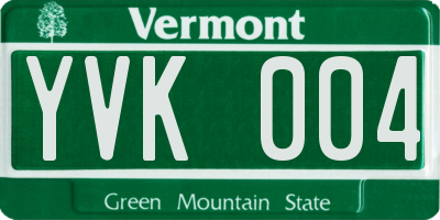VT license plate YVK004