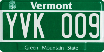 VT license plate YVK009