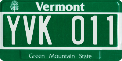 VT license plate YVK011