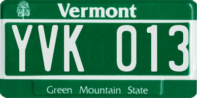 VT license plate YVK013