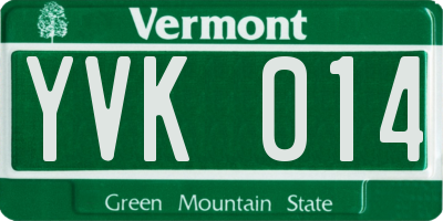 VT license plate YVK014
