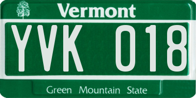 VT license plate YVK018