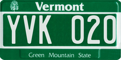VT license plate YVK020