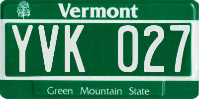 VT license plate YVK027