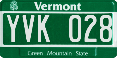 VT license plate YVK028