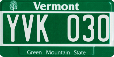 VT license plate YVK030