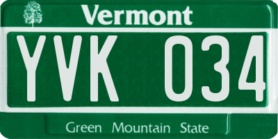 VT license plate YVK034