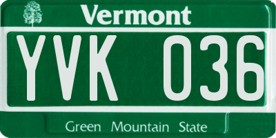 VT license plate YVK036