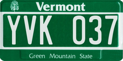 VT license plate YVK037