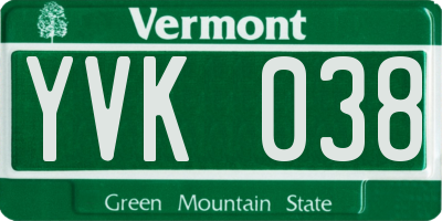 VT license plate YVK038