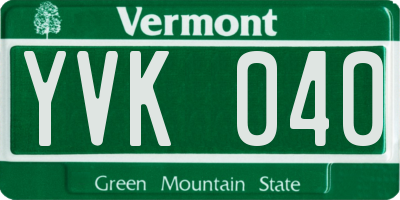 VT license plate YVK040