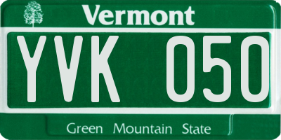 VT license plate YVK050