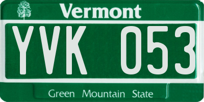 VT license plate YVK053