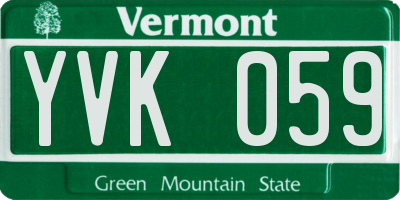 VT license plate YVK059