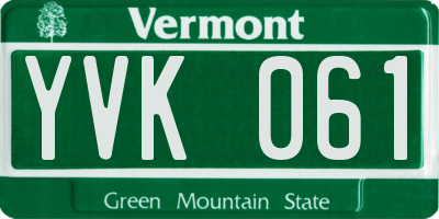 VT license plate YVK061