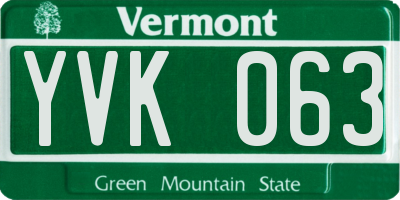 VT license plate YVK063