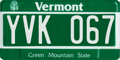 VT license plate YVK067