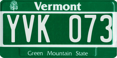 VT license plate YVK073