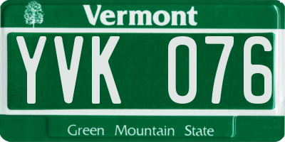 VT license plate YVK076