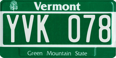 VT license plate YVK078