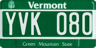 VT license plate YVK080