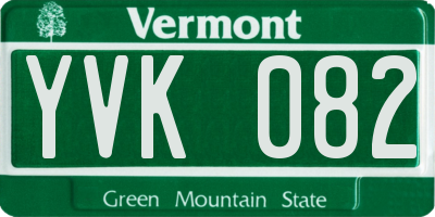 VT license plate YVK082