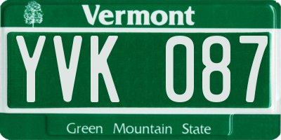 VT license plate YVK087