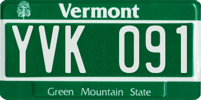 VT license plate YVK091