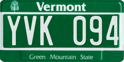 VT license plate YVK094