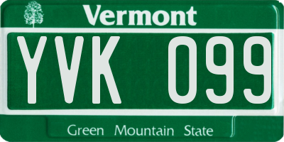 VT license plate YVK099